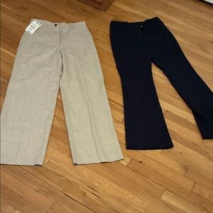 Zara Women's Beige and Black Wide Leg Pants